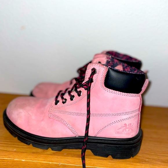Moxie Trades Woman’s Pink Steel Toe Work Boots - Picture 3 of 3